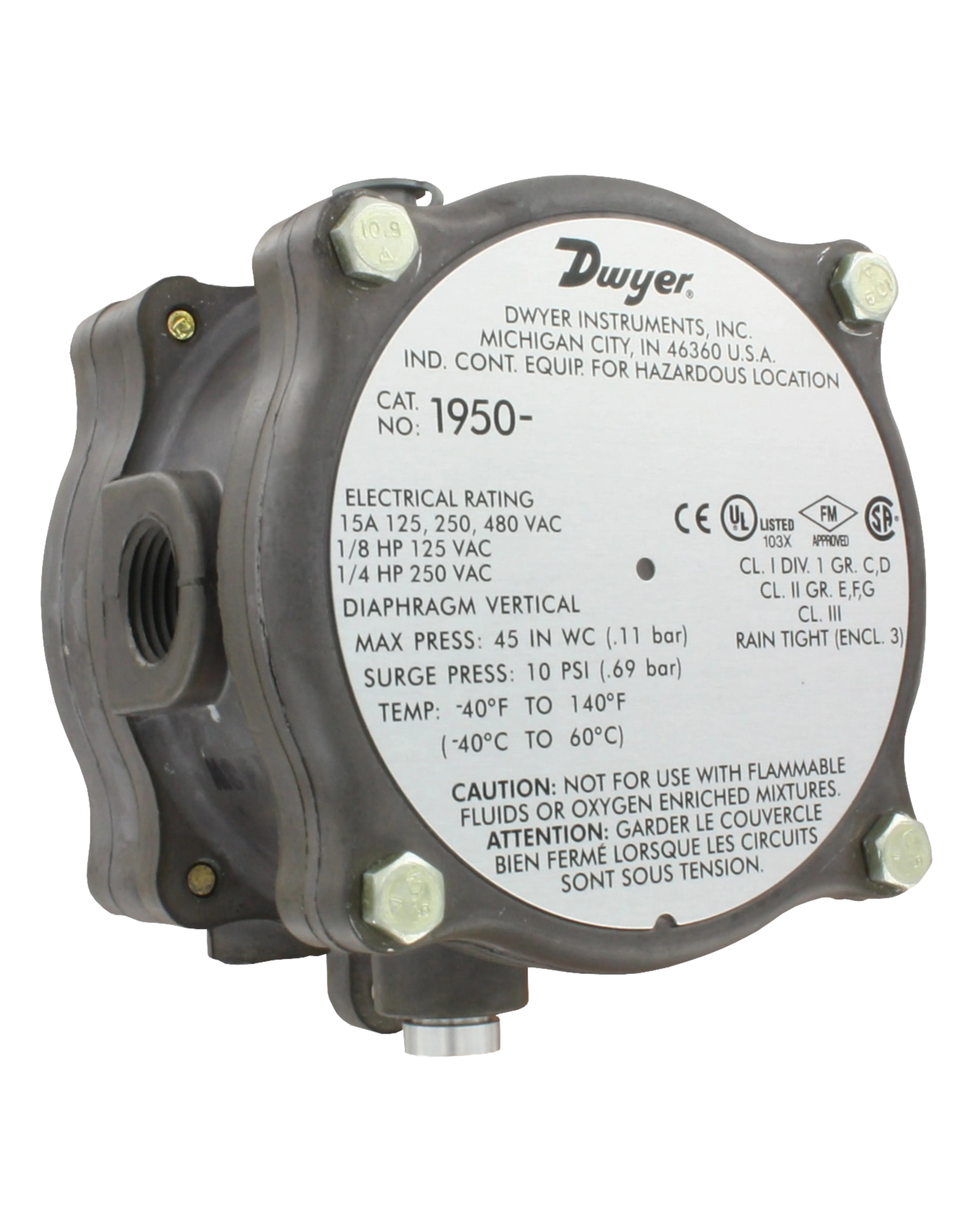 1950-0-2F Dwyer Instruments - Explosion-Proof Differential Pressure Switch — Dwyer Instruments Tools & Test Equipment